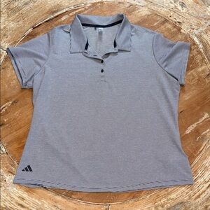 ADIDAS Heathered Navy White Pinstripe Polo Shirt Women Size XL